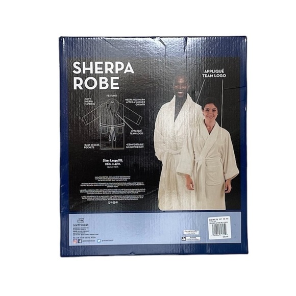 NFL New England Patriots Soft Sherpa Robe with Pockets Men’s size L/XL - Picture 4 of 14